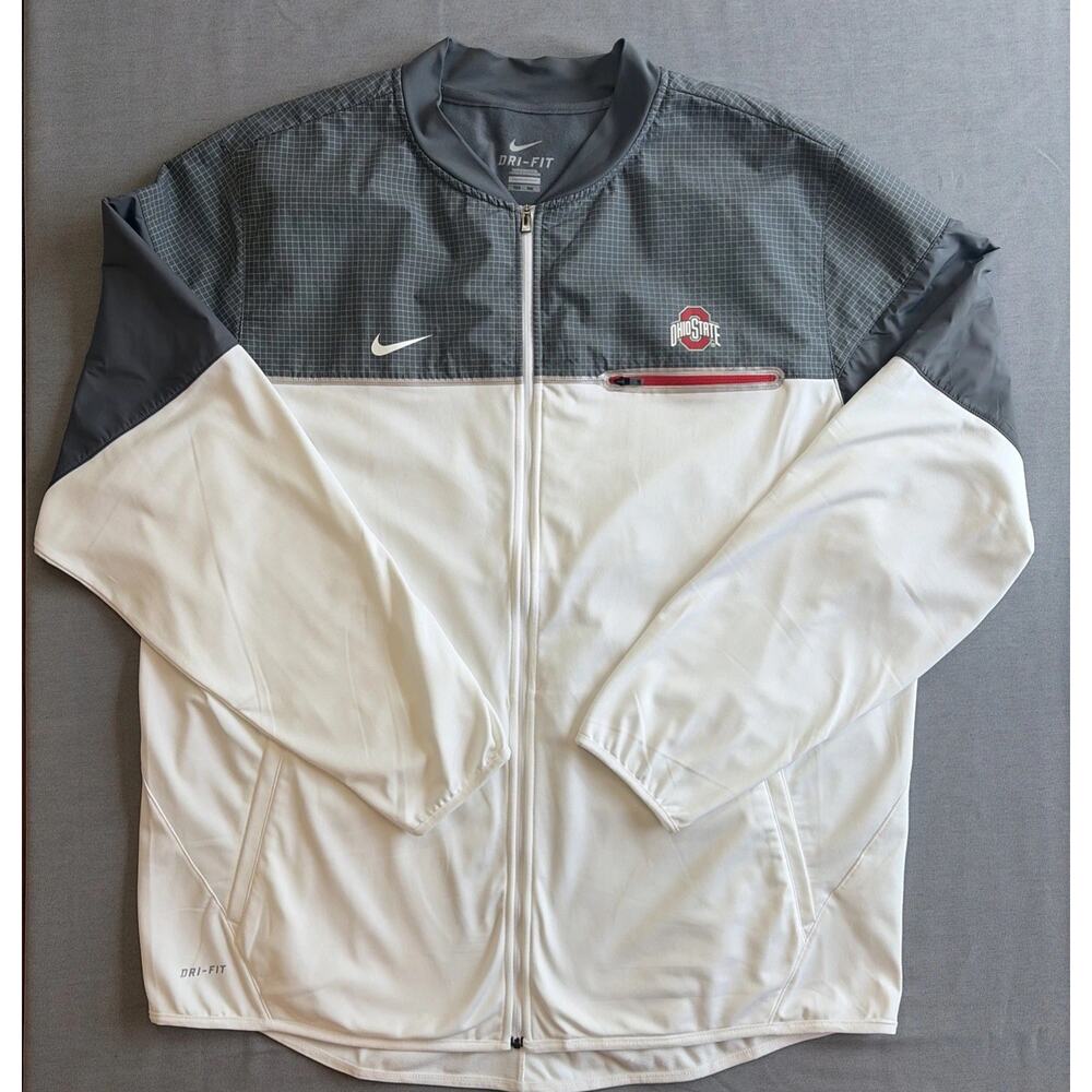 MEN'S NIKE OHIO STATE FLASH HYBRID FULL ZIP JACKET SIZE XXL 2XL WHITE GRAY OSU
